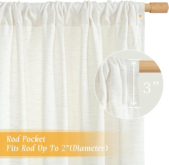 Natural Linen 63 Inch Length Curtains - Image 3
