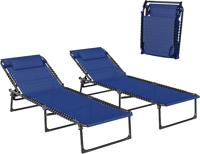 Outsunny Folding Chaise Lounge Chair Set of 2, Patio Sun Tanning Chair by Outsunny