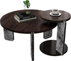 GDFStudio Round Nesting Coffee Table Set of 2, Modern Wooden Accent Side Table - Image 8