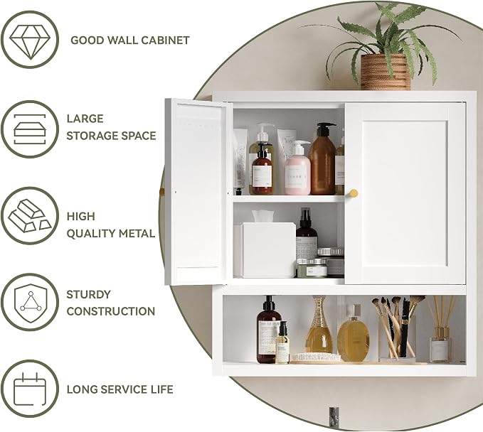 YAUWOH Metal Bathroom Storage Cabinet, Metal Storage Cabinet - Image 4