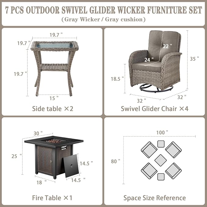 Belord 7 Piece Wicker Patio Furniture Set - Image 2