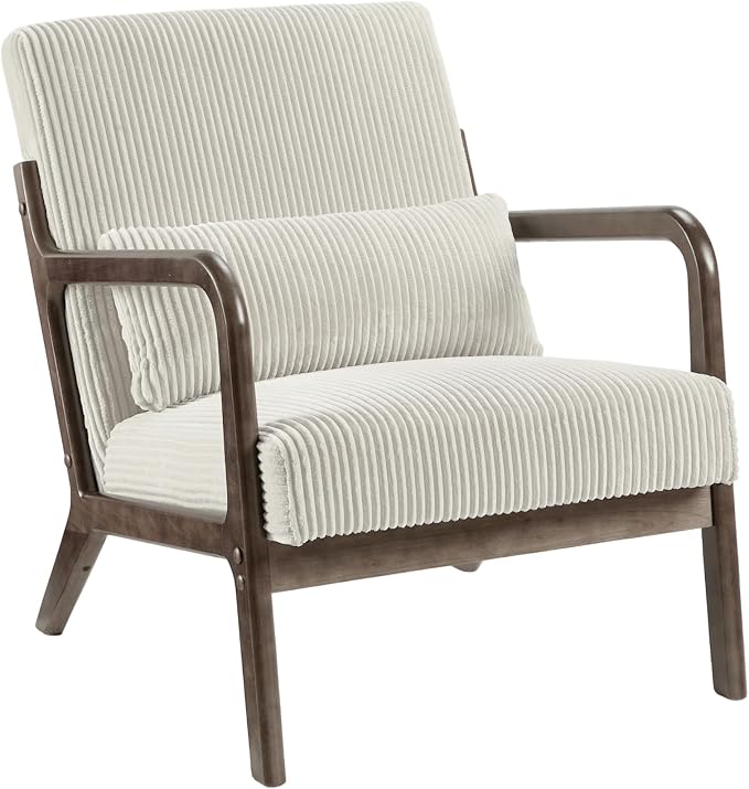 Garvee Mid-Century Modern Accent Chair, Wide-Wale Corduroy Upholstery, Solid by Garvee