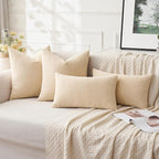 MIULEE Beige Chenille Couch Lumbar Throw Pillow Covers, 12x20 | Set of 2 - Image 4