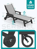 SERWALL Textilene Patio Chaise Lounge Chair Set of 2 - Image 2