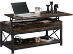 Industrial Lift Top Coffee Table 41 in, Wood Living Room Table - Image 3