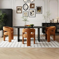 Modern Sherpa Dining Chairs Set of 4, Upholstered Barrel Chairs by QUINJAY