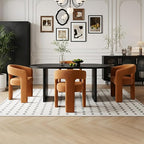 Modern Sherpa Dining Chairs Set of 4, Upholstered Barrel Chairs by QUINJAY
