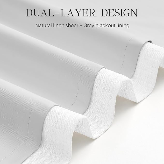 Pinch Pleated Linen White Blackout Curtains 63 Inches Long - Image 6