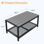 ODK Outdoor Coffee Table with Double-Layer Storage, Rectangle Weather-Resistant - Image 3