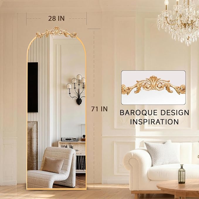 MISSDAY Vintage Baroque Full Length Mirror, Full Metal Frame Stand Up Retro - Image 4