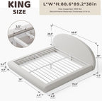 RECCI AirFrame Half-Moon Upholstered King Platform Bed Frame, Boucle Curved - Image 2