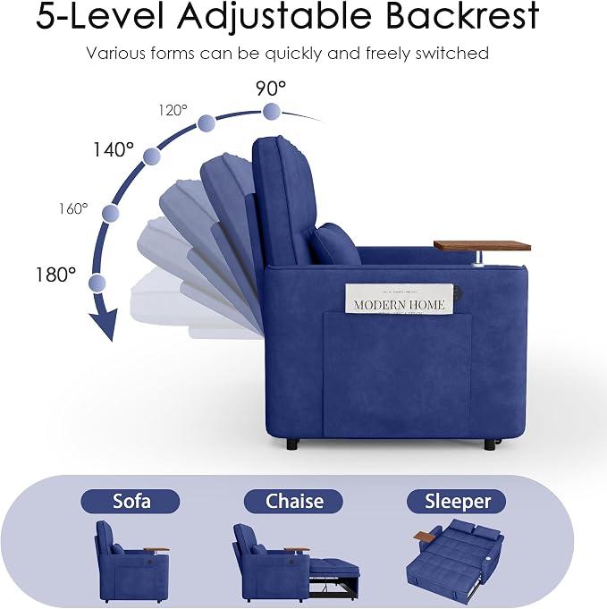 54'' Sleeper Sofa Bed, Convertible Pull Out Couch Futon - Image 5