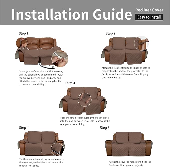 Easy-Going Oversized Loveseat Recliner Cover, Reversible Couch Cover - Image 7