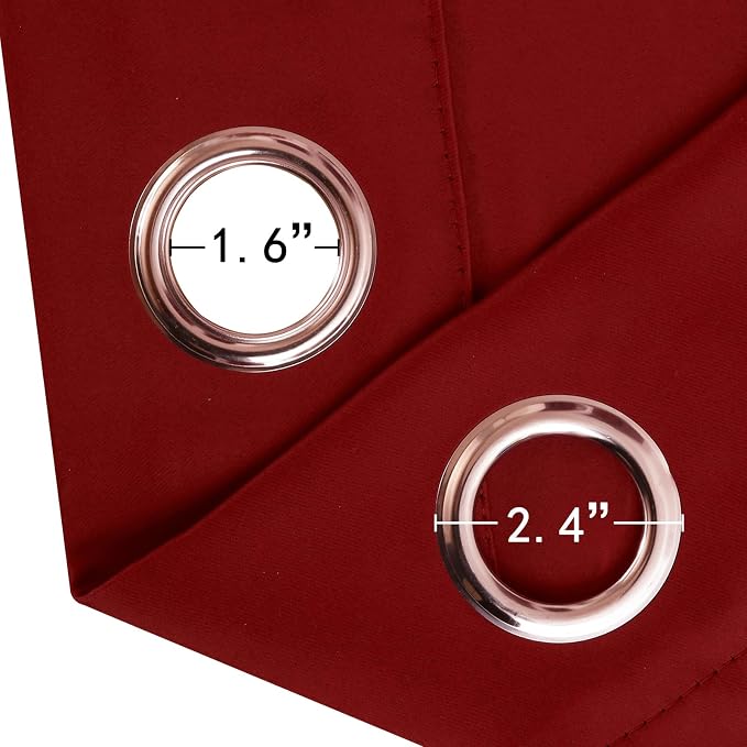 Blackout Curtains 66 x 54 Inch Long Red Curtains Set of 2 Panels Room Darkening - Image 5
