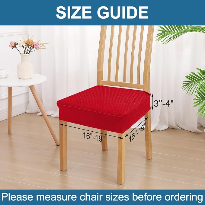 Smiry Waterproof Seat Covers for Dining Room Chairs Set of 4, Stretch Jacquard - Image 2