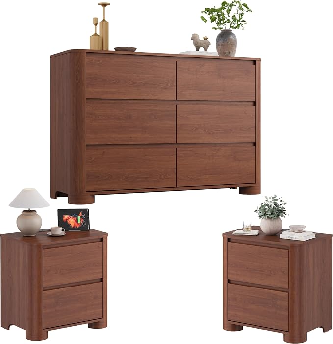 YANSNWO Modern Minimalist Dresser and Nightstand Sets 3 Piece Bedroom Set by YANSNWO