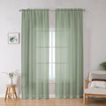 Sheer Curtains, Sage Green Sheer Curtains 78 inch Length 2 Panels Set, Rod by OWENIE