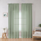Sheer Curtains, Sage Green Sheer Curtains 78 inch Length 2 Panels Set, Rod by OWENIE