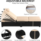PeakPursuit Patio Lounge Chairs, Outdoor PE Wicker Chaise Lounge Set of 2 - Image 5