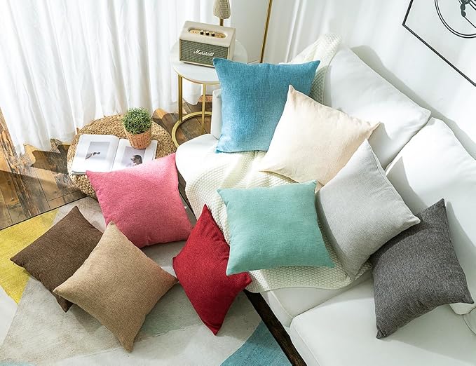Stellhome Rectangle Farmhouse Burlap Throw Pillow Covers Solid Linen Pillowcase - Image 4
