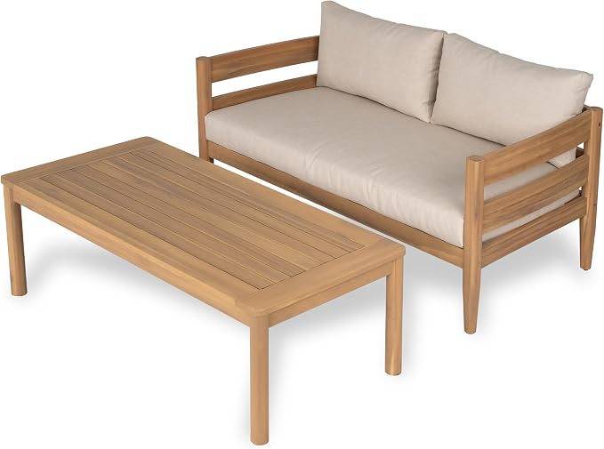 Christopher Knight Home Kory 4-Piece Acacia Wood Patio Furniture Set, Outdoor - Image 7