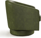 Swivel Barrel Accent Chair, Round Faux Leather Living Room Arm Chairs, Modern - Image 6