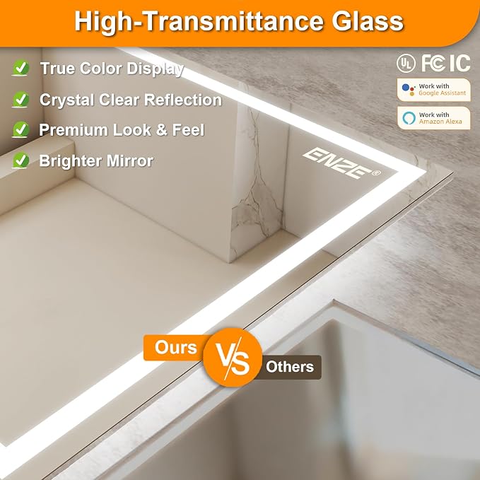 ENZE 24" x 32" Smart LED Bathroom Mirror - Image 5