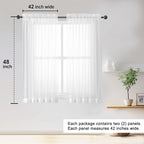 Sheer White Curtains 84 Inch Length 2 Panels Set - Image 2