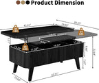 Fluted Lift Top Coffee Table, 3 in 1 Convertible Coffee Tables Converts to - Image 2