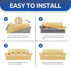 Stretch Couch Covers for Sofa, 3 Cushion Couch Slipcover, Champagne | 1-Piece - Image 6