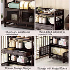 Bamboo Storage Cabinet with Drawer, Tea Set/Book/Decorative Items Storage Rack - Image 3