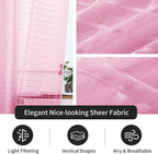 SpaceDresser Check Sheer Curtains 108 Inches 2 Panels Set, Rod Pocket Plaid - Image 5