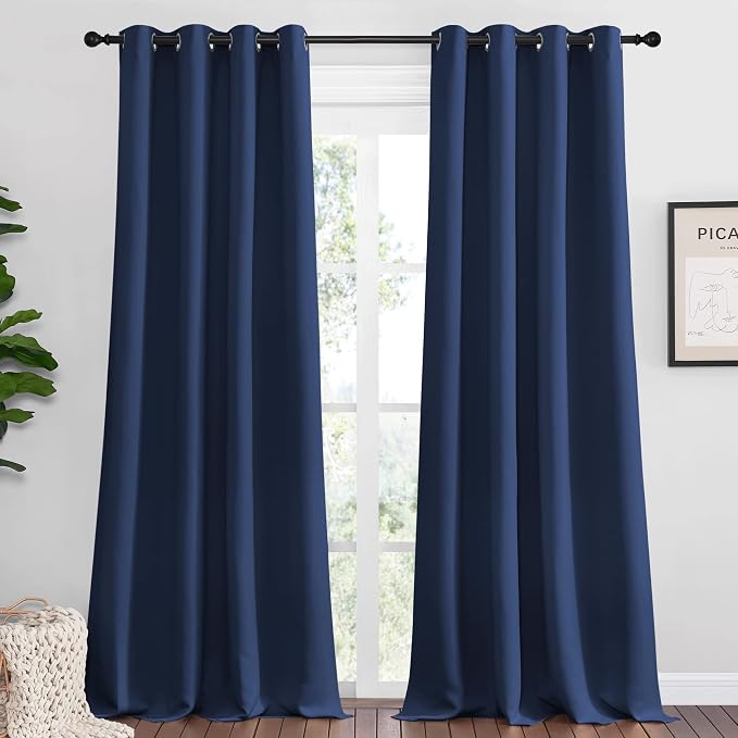 NICETOWN Navy Blackout Curtains 120" Long by NICETOWN