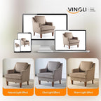VINGLI Light Brown Mid-Century Accent Chairs Set of 2, Upholstered Armchair - Image 9