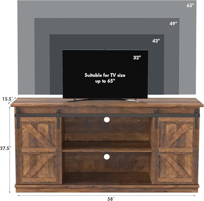 JUMMICO TV Stand for 65 Inch TV, Entertainment Center - Image 6