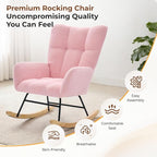 DUMOS Nursery Rocking Chair Teddy Upholstered, Comfy Glider Rocker - Image 5