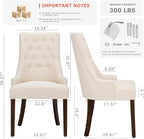 COLAMY Fabric Side Dining Chairs Set of 6, Wingback Upholstered Dining Room - Image 2
