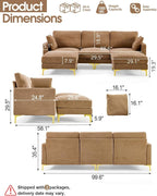 Karl home 99.6" Sectional Sofa, U-Shaped Chenille Upholstered Couch - Image 2