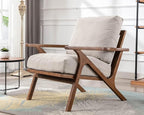 HNY Mid Century Chair, Faux Leather Upholstered Accent Armchair by HNY