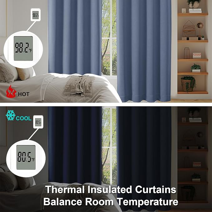 Simplebrand Ava Denim Blue Short 36 Inches Blackout Curtain 2 Panels Set - Image 6
