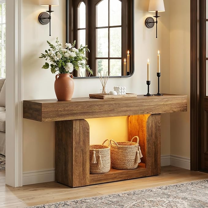 Homieasy Console Table, Farmhouse Wooden Sofa Table Behind Couch, Narrow - Image 3