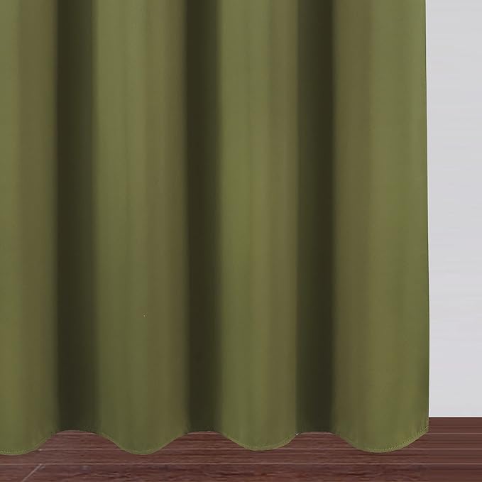 Blackout Curtains 66 x 95 inch/Olive Green Curtains Set of 2 Panels/Thermal - Image 9