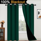 Yakamok Dark Green 100% Blackout Curtains 84 Inches Long 42" Wide 2 Panels | - Image 2