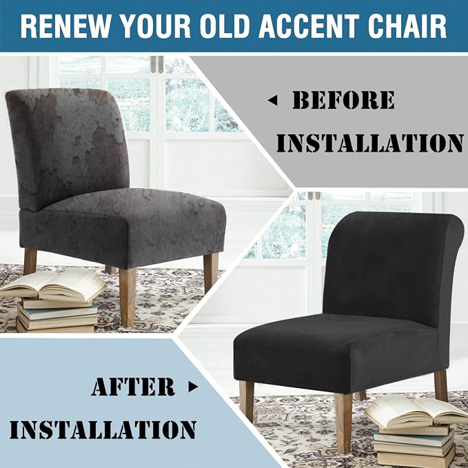 H.VERSAILTEX Armless Accent Chair Covers Thick Velvet Armless Chair Slipcovers - Image 8