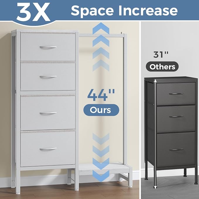 OLIXIS Dresser with Hanging Rack, 4 in 1 Storage Fabric Dresser - Image 3