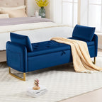65" Storage Bench for Bedroom, Velvet End of Bed Bench, King Size Bed Benches by HOMYKA