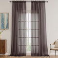 Sheer Chocolate Curtains 108 Inches Long 2 Panels Set, 59 Inch Extra Wide by OVZME