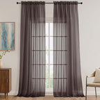 Sheer Chocolate Curtains 108 Inches Long 2 Panels Set, 59 Inch Extra Wide by OVZME