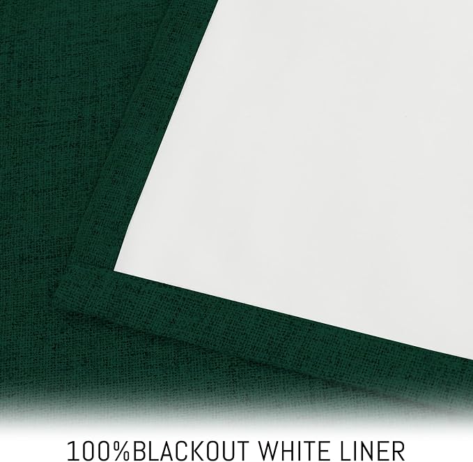 Yakamok Dark Green Linen Textured Curtains 84 Inches Long - Image 3