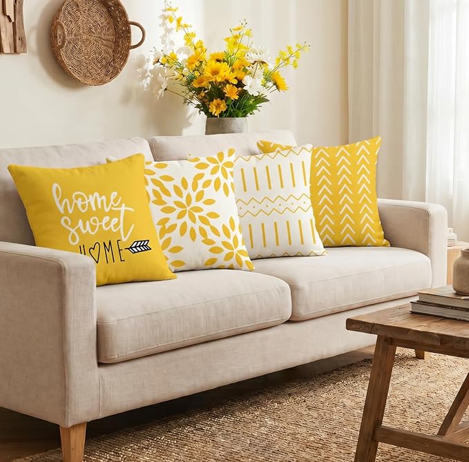 YCOLL Pillow Covers 18x18 Set of 4, Modern Sofa Throw Pillow Cover, Decorative - Image 2